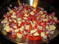 preparing vegetarian potato corn chowder